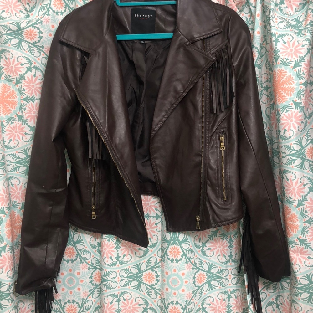 Dark brown faux leather jacket